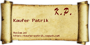 Kaufer Patrik névjegykártya